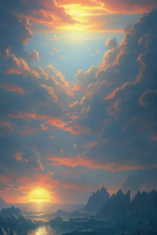 Image similar to a highly detailed matte painting of beautiful sunset by studio ghibli, makoto shinkai, by artgerm, by wlop, by greg rutkowski, volumetric lighting, octane render, 4 k resolution, trending on artstation, masterpiece