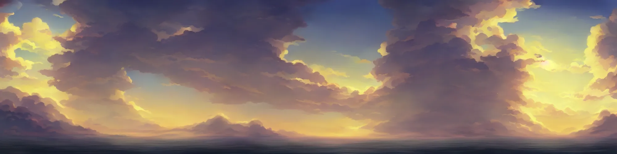 Image similar to wide view shot of the sky. matte painting, anime, studio ghibli. professional digital painting, artstation, concept art, smooth, beautiful, cinematic