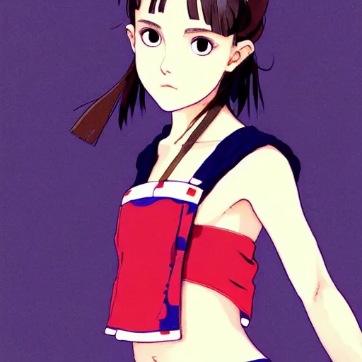 Image similar to a beautiful! boyish! natalie portman alluring gravure! model, wearing japanese school girl outfit with mayan pattern and native style, aztec street fashion, gapmoe yandere grimdark, trending on pixiv fanbox, painted by greg rutkowski makoto shinkai takashi takeuchi studio ghibli, akihiko yoshida