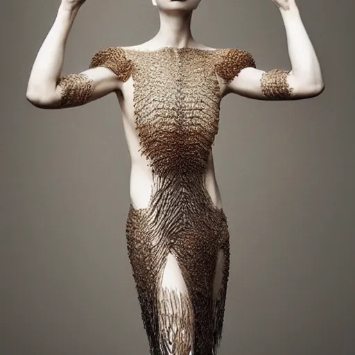 Image similar to a beautiful young centaur wearing iris van herpen couture, photographed by erwin olaf