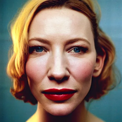 Image similar to realistic photoshooting,, color film photography, portrait of cate blanchett, in style of Davey Adesida, 35mm, film photo