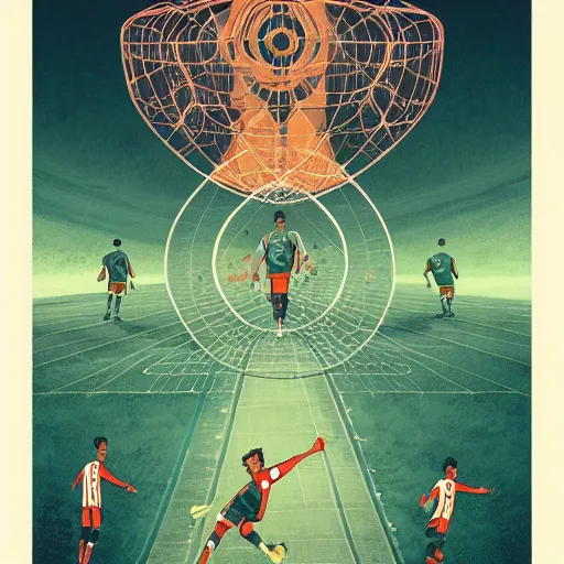 Image similar to illustration of soccer emotions, by Victo Ngai and James Gilleard and Bruce Pennington