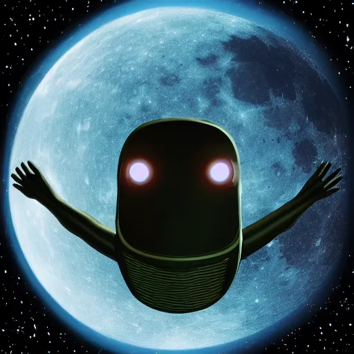 Image similar to alien crashing through the moon with a water spaceship
