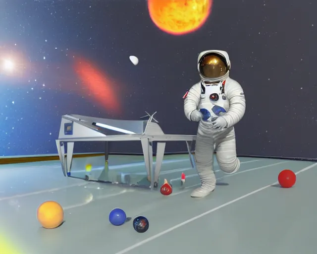 Prompt: an astronaut playing bowling in space, 3d art by marco zagara