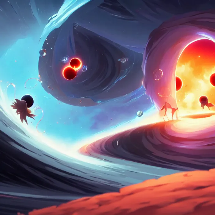 Image similar to two black holes colliding close - up, in marble incrusted of legends official fanart behance hd by jesper ejsing, by rhads, makoto shinkai and lois van baarle, ilya kuvshinov, rossdraws global illumination