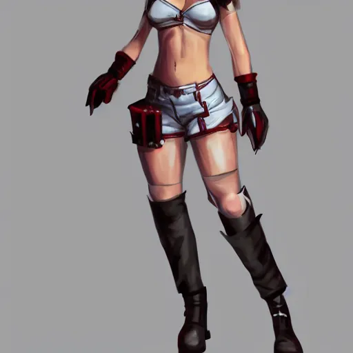 Image similar to full body shot of tifa lockhart, concept art trending on artstation