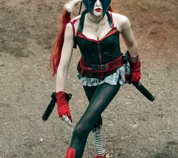 Image similar to film still of alexandra daddario as harley quinn