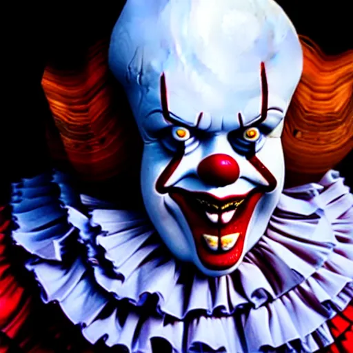 Prompt: pennywise the clown as portrayed by drew carey, 3d model, octane, realistic lighting, dynamic reflections