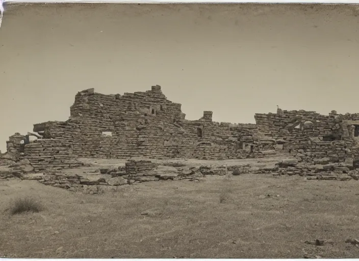 Image similar to antique photo of sprawling hopi pueblo ruins, albumen silver print, Smithsonian American Art Museum.