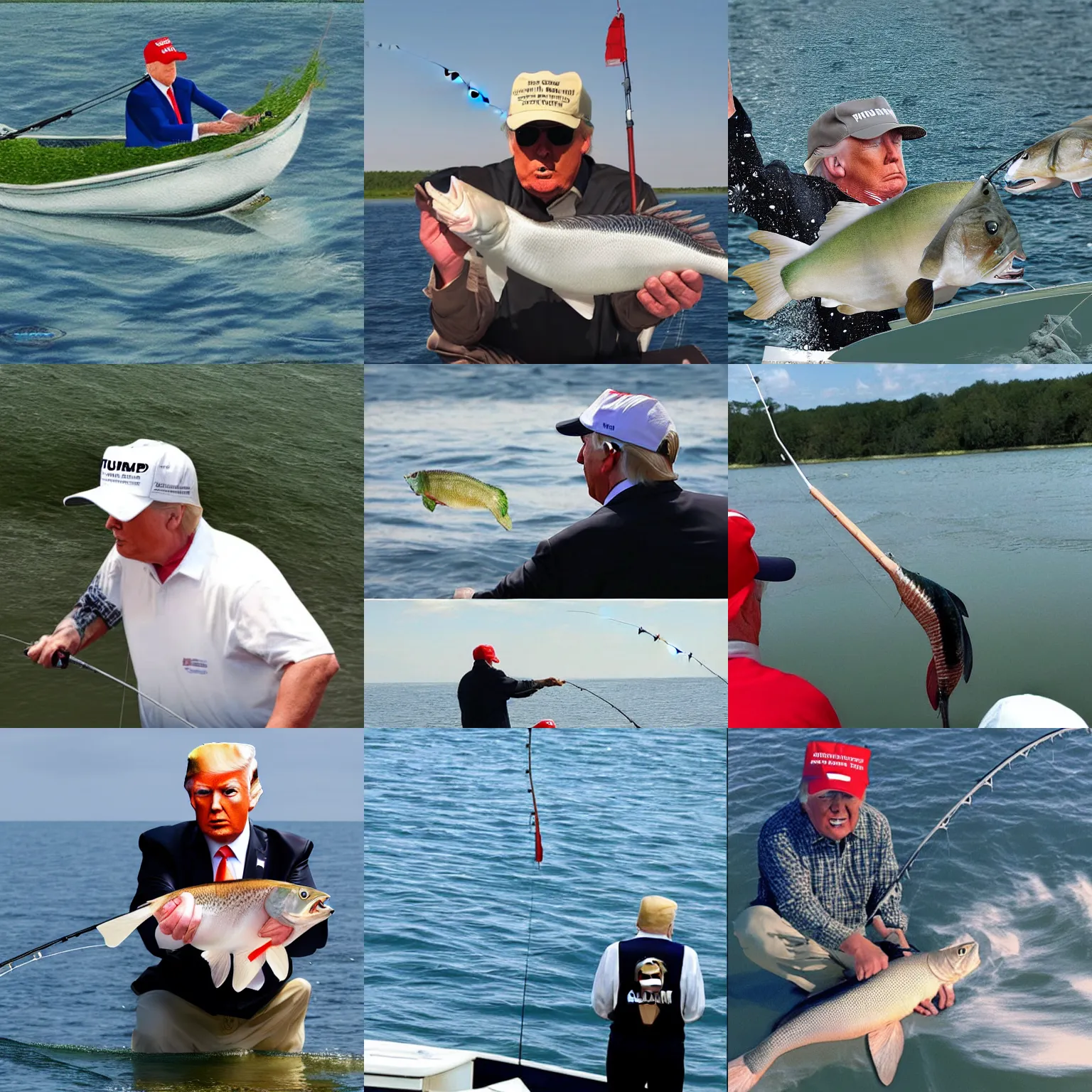 Prompt: Donald Trump fishing, photorealistic