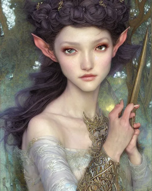 Image similar to a beautiful elf princess by Edgar Maxence and Ross Tran and Michael Whelan