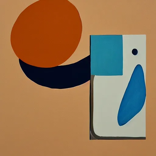 Image similar to A painting of phone, abstract painting in the style of Sophie Taeuber-Arp and Gary Hume and Tatsuro Kiuchi, flat colour-block style, geometric abstraction, earthy light pastel colours