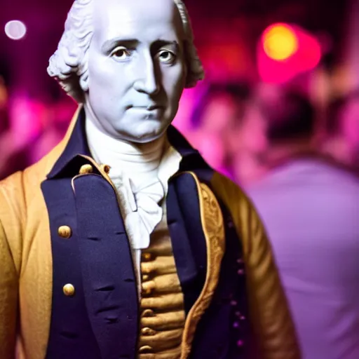 Image similar to a portrait of a george washington at a rave, sigma 8 5 mm f / 1. 4.