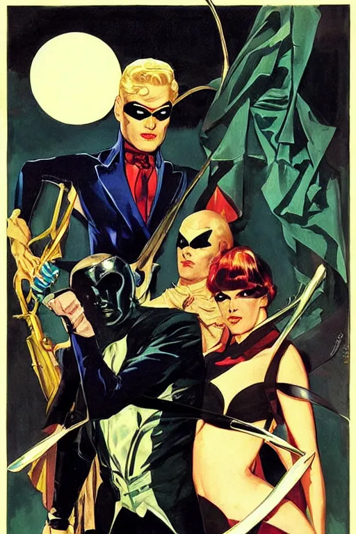 Image similar to super villain diabolik, groovy and cool, by j. c. leyendecker, james gurney