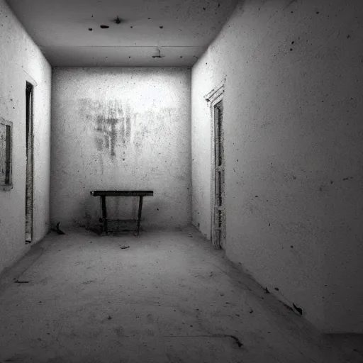 Image similar to gritty, cinematic, liminal space, 3d render, photorealism
