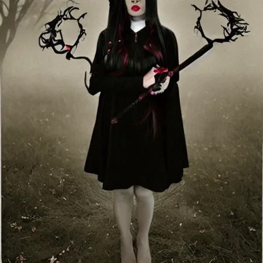 Image similar to Wednesday Adams as a Demonic Goddess