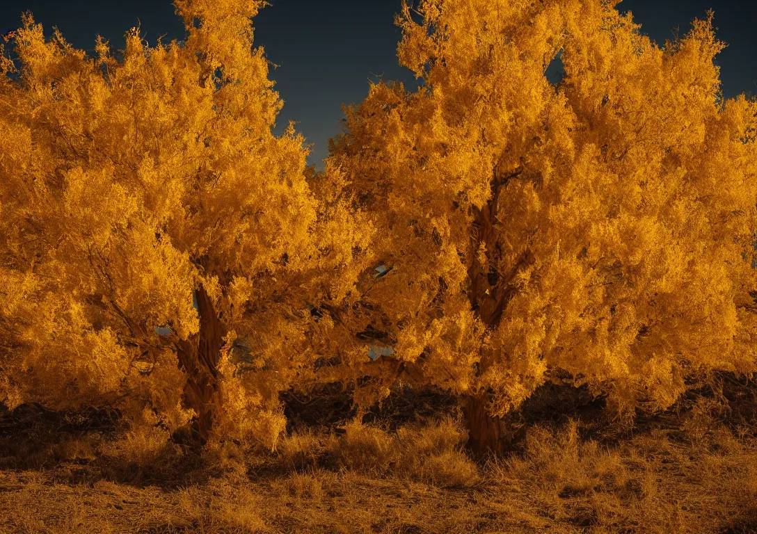 Prompt: a golden tree in a dark desert, detailed photography, dennis velleneuve, vivid colors, ultra realistic, 8 k, photography