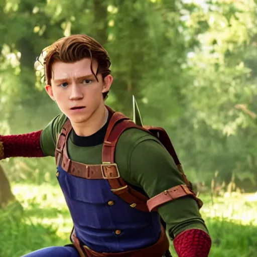 Image similar to Tom Holland as Link from The Legend of Zelda live-action movie