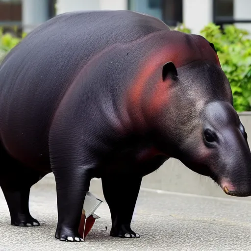 Prompt: A man is sweating profusely in court, because he is lawyer is a tapir.