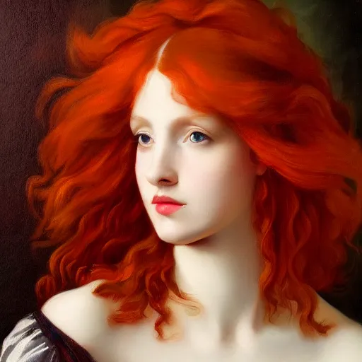 Prompt: alluring red haired woman,neoclassicism,oil painting,extremely detailed and high quality,4k