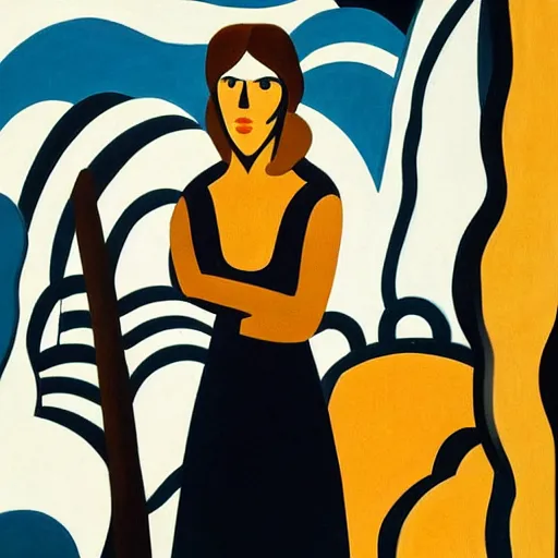 Image similar to a portrait of emma watson in a scenic environment by fernand leger