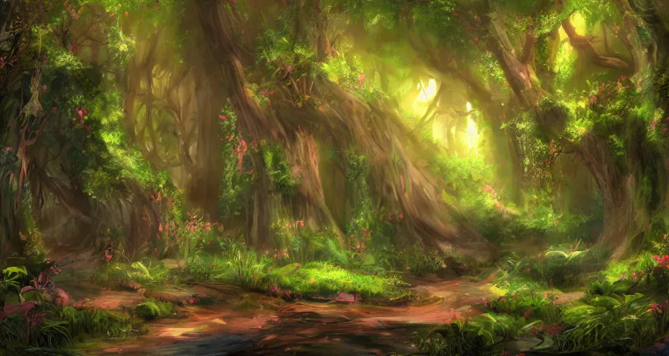 Image similar to Enchanted and magic forest, by studio 4c