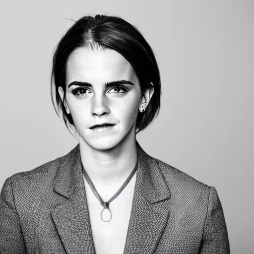 Image similar to Professional portrait of male Emma Watson. Studio lighting