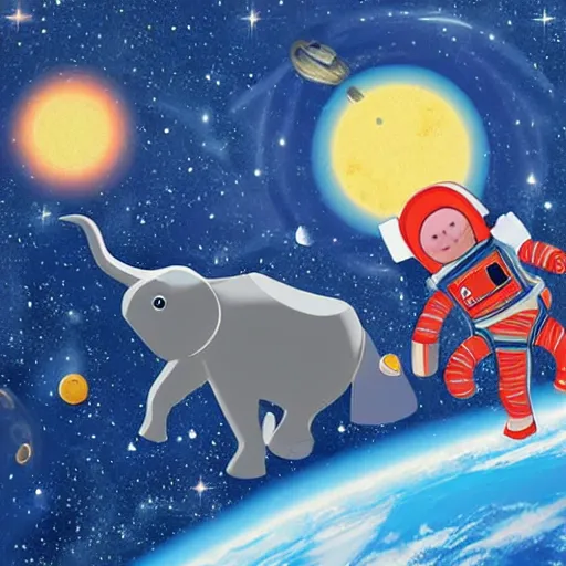 Prompt: astronaut riding an elephant in space