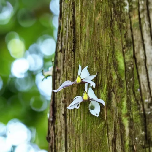 Prompt: Encyclia Tampensis growing on a tree