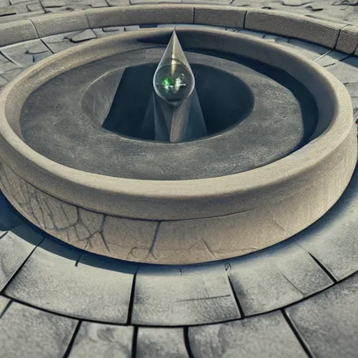 Prompt: a twenty sided die popping out of an ancient water fountain, simple shape, concept art, clean, ultra realistic, art, perfect straight lines, extremely detailed, unreal engine render