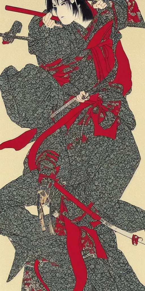 Image similar to screenshot of the red samurai from Takato Yamamoto's book the tale of the red samurai