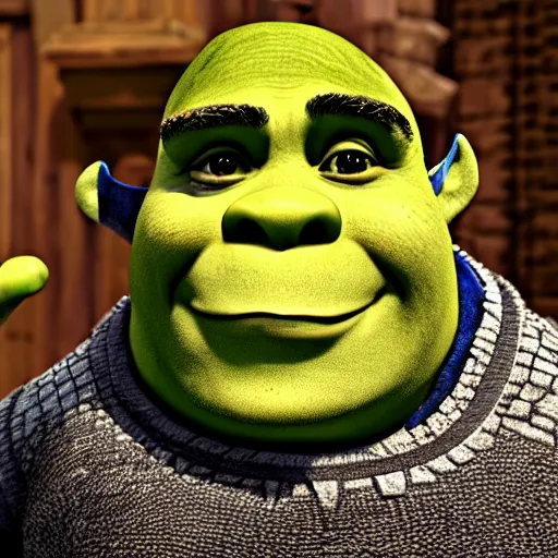 Image similar to dof photo of nerdy shrek