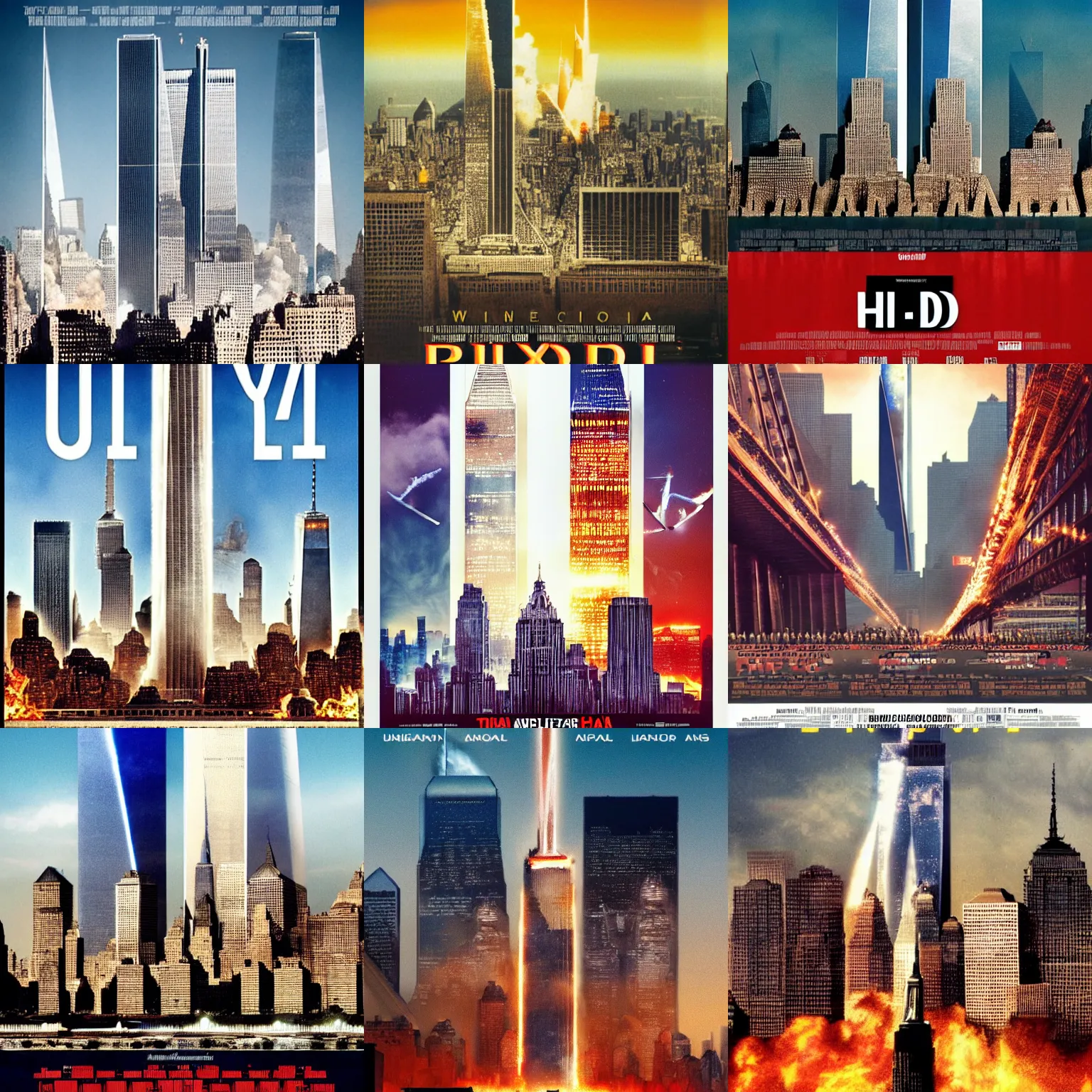 Prompt: pixard movie poster about 9/11