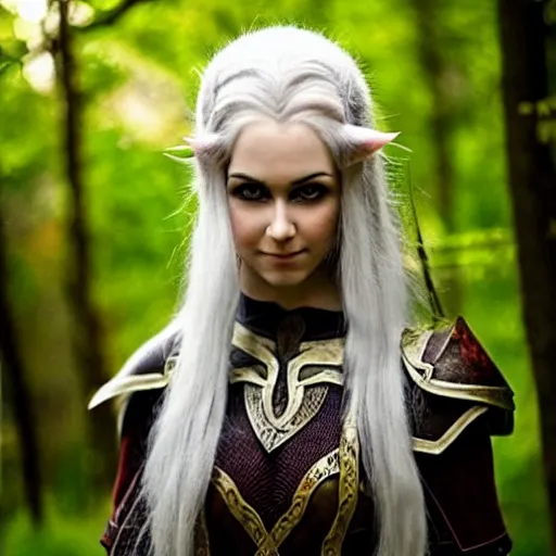 Prompt: photo of a real-life beautiful elven warrior