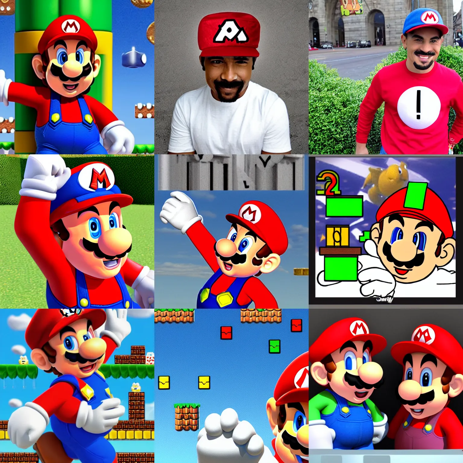 Prompt: super mario with the letter J on his hat letter J on hat letter J on hat