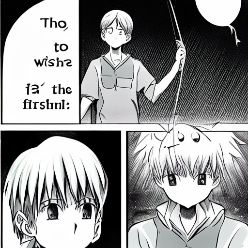 Image similar to an pure visual hq manga showing a boy going to fish for the first time