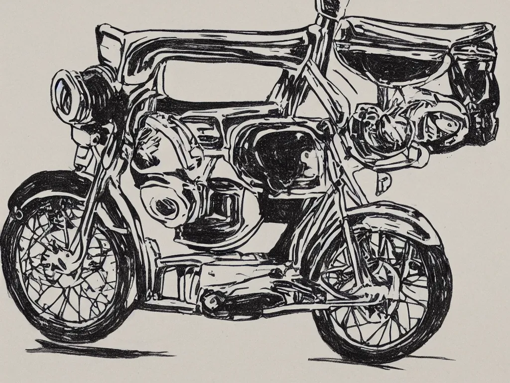 Image similar to cutout drawing of moped by terry collins