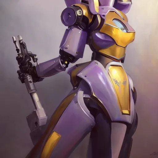 Image similar to greg manchess portrait painting of robotic violet evergarden as overwatch character, medium shot, asymmetrical, profile picture, organic painting, sunny day, matte painting, bold shapes, hard edges, street art, trending on artstation, by huang guangjian, gil elvgren, ruan jia, greg rutkowski, gaston bussiere