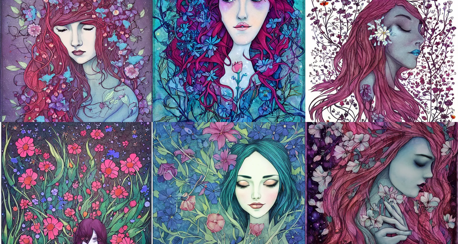 Prompt: wildflowers, by kelly mckernan