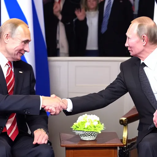 Prompt: joe biden shaking hands with Vladimir Putin