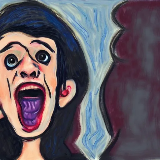 Image similar to Pete Davidson screaming in the style of Edvard Munch