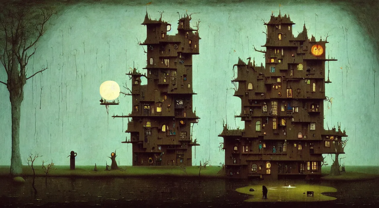 Prompt: single flooded simple!! fungus wooden tower, very coherent and colorful high contrast ultradetailed photorealistic masterpiece by franz sedlacek hieronymus bosch dean ellis simon stalenhag rene magritte gediminas pranckevicius, dark shadows, sunny day, hard lighting