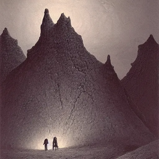 Image similar to beksinski goblin camping