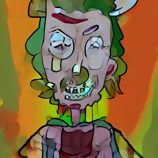 Image similar to zombie in the style of rick and morty