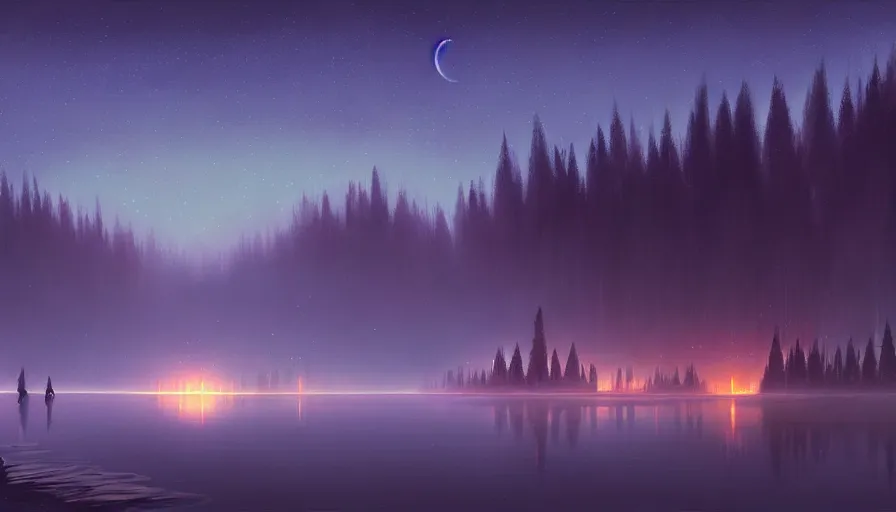 ArtStation - Minimal forest night wallpaper