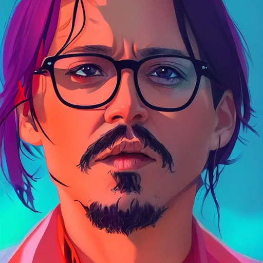 Prompt: portrait of Johnny depp, sunset background, rich vivid colors, ambient lighting, dynamic lighting, 4k, official media, anime key visual, makoto shinkai, ilya kuvshinov, lois van baarle, rossdraws, detailed, trending on artstation