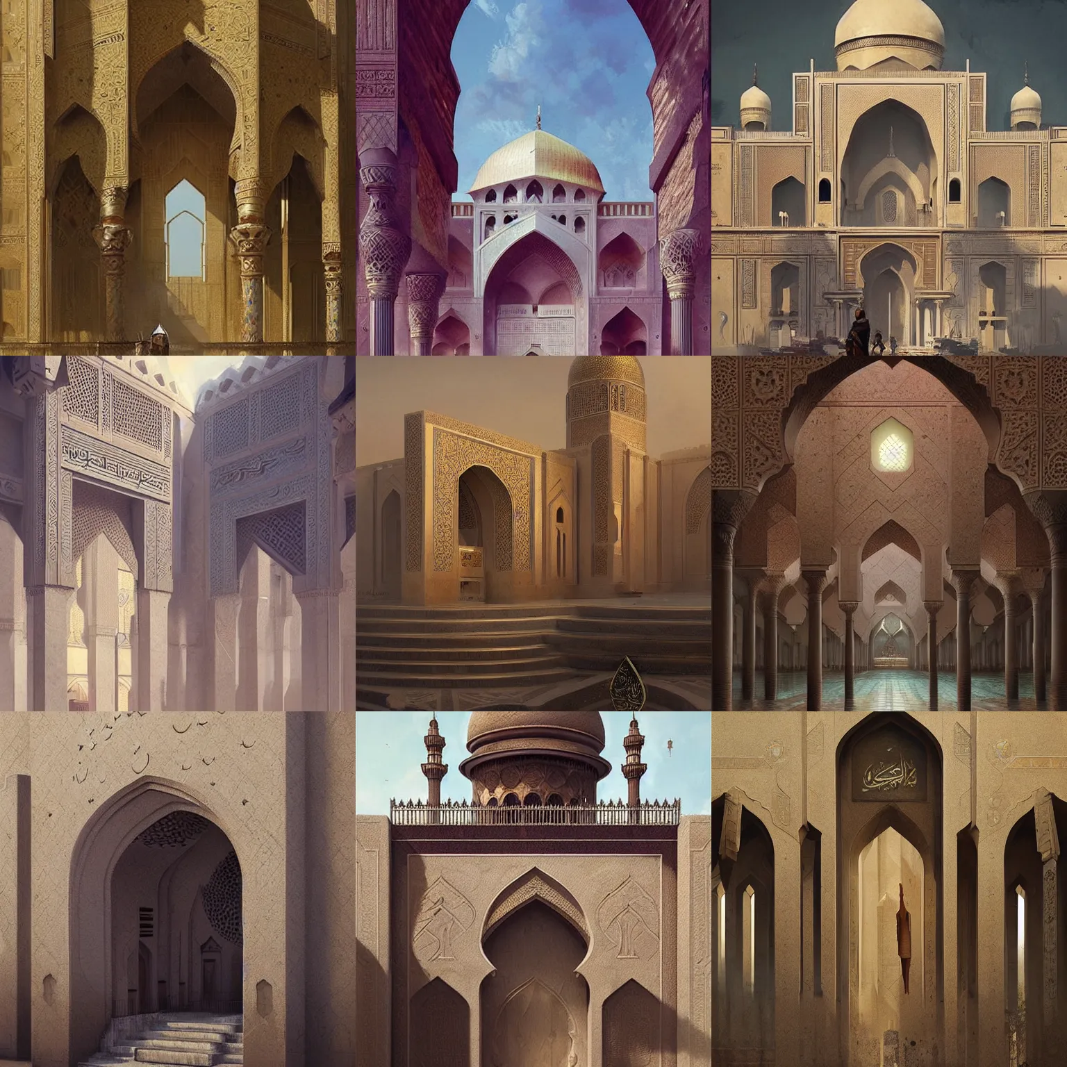 Prompt: neo - islamic architecture and symbols by greg rutkowski, trending on artstation, favorites on deviantart, high quality art. artwork masterpieces, award winning