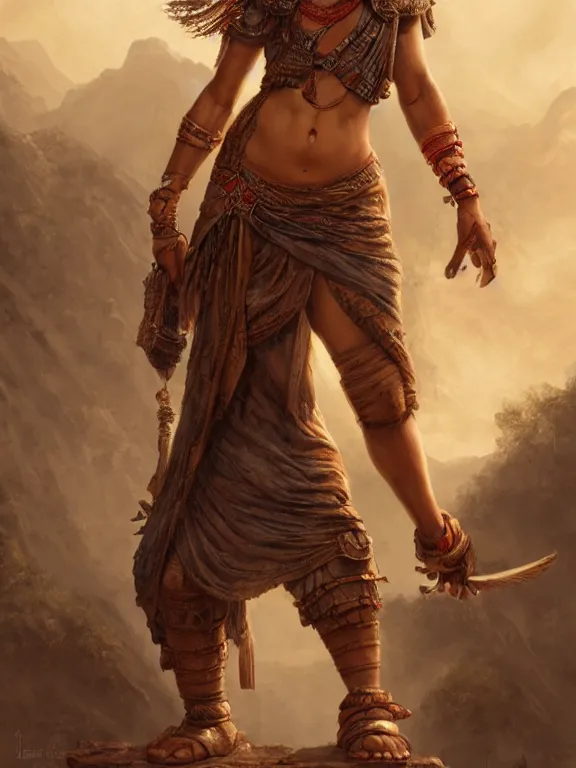 Prompt: indians jones standing in front of an ancient temple, digital painting, extremely detailed, 4 k, intricate, brush strokes, mark arian, artgerm, bastien lecouffe - deharme
