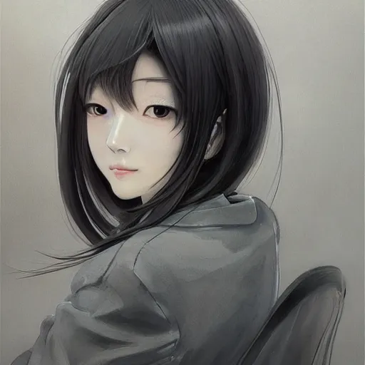 Image similar to dynamic composition, motion, ultra-detailed, incredibly detailed, a lot of details, amazing fine details and brush strokes, colorful and grayish palette, smooth, HD semirealistic anime CG concept art digital painting, watercolor oil painting of a young office lady, by a Chinese artist at ArtStation, by Huang Guangjian, Fenghua Zhong, Ruan Jia, Xin Jin and Wei Chang. Realistic artwork of a Chinese videogame, gradients, gentle an harmonic grayish colors.