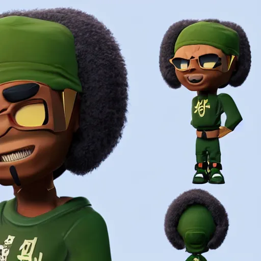 Image similar to 3 d video game, character art render, riley freeman from the boondocks, brown skin, octane render, high definition, full body, character art